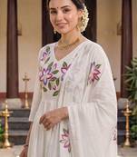 Women Floral Printed Empire Pure Cotton Kurta with Trousers & With Dupatta