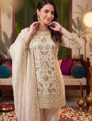 Women Ethnic Motifs Embroidered Regular Kurta with Trousers & With Dupatta 2