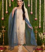 Women Ethnic Motifs Embroidered Regular Thread Work Kurta with Trousers & With Dupatta