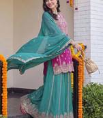 Women Ethnic Motifs Embroidered Regular Kurta with Sharara & With Dupatta