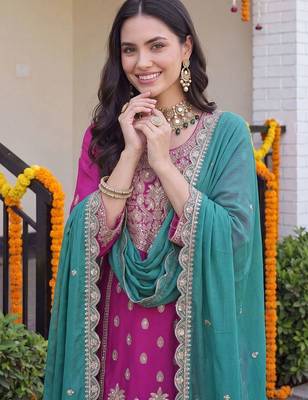 Women Ethnic Motifs Embroidered Regular Kurta with Sharara & With Dupatta 2