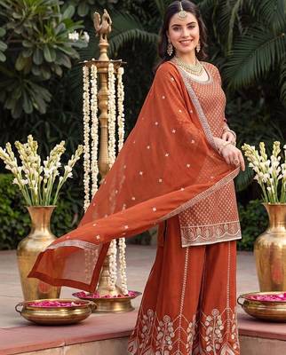 Women Ethnic Motifs Printed Regular Kurta with Sharara & With Dupatta 1