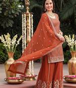 Women Ethnic Motifs Printed Regular Kurta with Sharara & With Dupatta