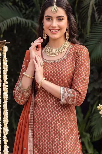Women Ethnic Motifs Printed Regular Kurta with Sharara & With Dupatta