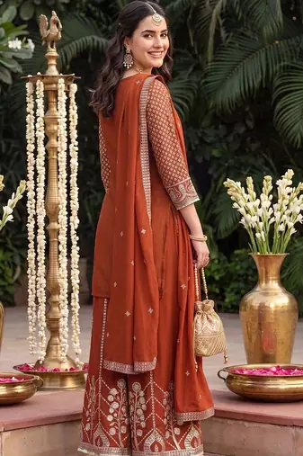 Women Ethnic Motifs Printed Regular Kurta with Sharara & With Dupatta