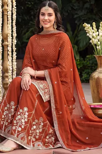 Women Ethnic Motifs Printed Regular Kurta with Sharara & With Dupatta