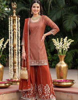 Women Ethnic Motifs Printed Regular Kurta with Sharara & With Dupatta 6