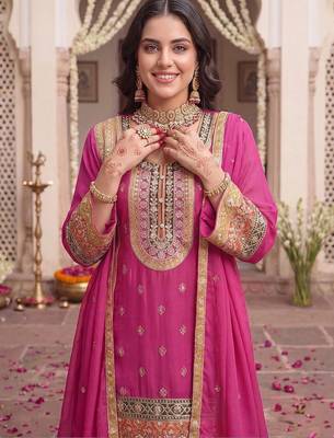 Women Ethnic Motifs Embroidered Regular Kurta with Sharara & With Dupatta 2