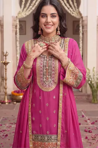 Women Ethnic Motifs Embroidered Regular Kurta with Sharara & With Dupatta