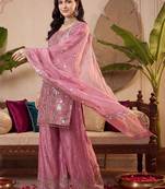 Women Ethnic Motifs Embroidered Regular Sequinned Kurta with Palazzos & With Dupatta