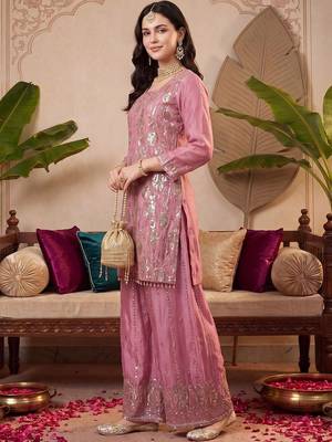 Women Ethnic Motifs Embroidered Regular Sequinned Kurta with Palazzos & With Dupatta 3