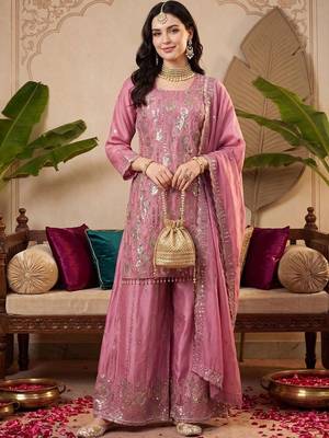 Women Ethnic Motifs Embroidered Regular Sequinned Kurta with Palazzos & With Dupatta 6