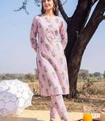 Women Printed Regular Pure Cotton Kurta with Trousers