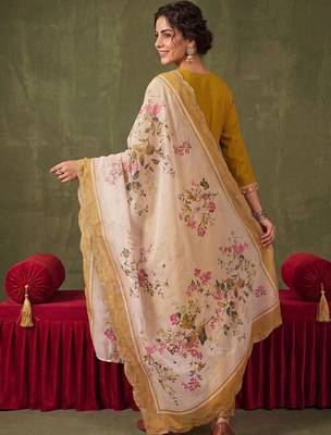Women Ethnic Motifs Embroidered Regular Thread Work Kurta with Trousers & With Dupatta 4