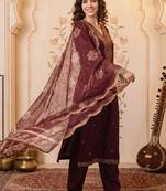 Women Ethnic Motifs Embroidered Regular Thread Work Kurta with Trousers & With Dupatta