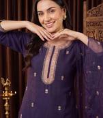 Women Ethnic Motifs Embroidered Regular Thread Work Kurta with Trousers & With Dupatta