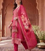 Women Ethnic Motifs Embroidered Regular Kurta with Trousers & With Dupatta