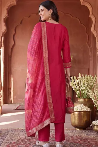 Women Ethnic Motifs Embroidered Regular Kurta with Trousers & With Dupatta