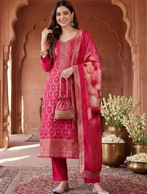 Women Ethnic Motifs Embroidered Regular Kurta with Trousers & With Dupatta 6