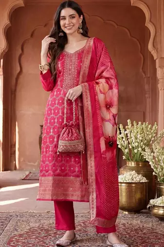 Women Ethnic Motifs Embroidered Regular Kurta with Trousers & With Dupatta