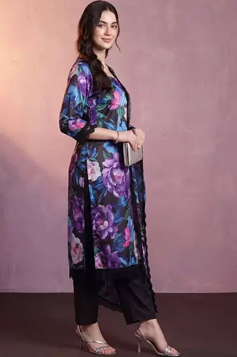Women Floral Printed Regular Kurta with Trousers & With Dupatta