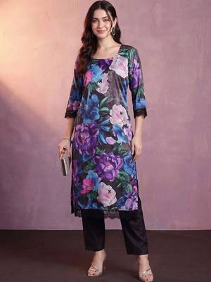 Women Floral Printed Regular Kurta with Trousers & With Dupatta 6