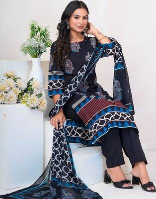 Women Paisley Printed Regular Sequinned Pure Cotton Kurta with Trousers & With Dupatta 4