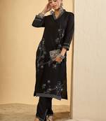 Women Ethnic Motifs Embroidered Regular Thread Work Kurta with Trousers