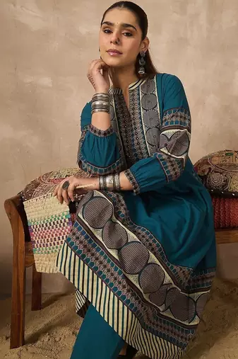 Women Ethnic Motifs Printed Regular Pure Cotton Kurta with Trousers