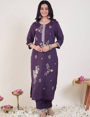 Women Ethnic Motifs Embroidered Regular Thread Work Kurta with Trousers & With Dupatta 2