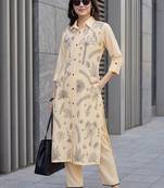 Women Floral Printed Regular Pure Cotton Kurta with Trousers
