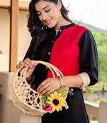 Women Colourblocked Regular Thread Work Pure Cotton Kurta with Trousers