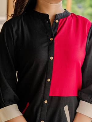 Women Colourblocked Regular Thread Work Pure Cotton Kurta with Trousers 5