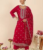 Women Ethnic Motifs Embroidered Regular Thread Work Kurta with Trousers & With Dupatta