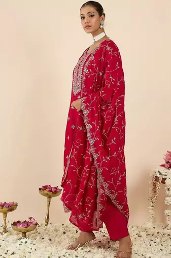 Women Ethnic Motifs Embroidered Regular Thread Work Kurta with Trousers & With Dupatta