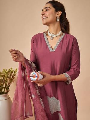 Women Ethnic Motifs Embroidered Regular Thread Work Kurta with Trousers & With Dupatta 5