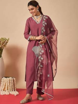 Women Ethnic Motifs Embroidered Regular Thread Work Kurta with Trousers & With Dupatta 6