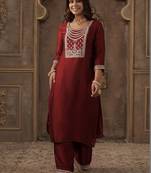 Women Ethnic Motifs Embroidered Regular Thread Work Liva Kurta with Palazzos