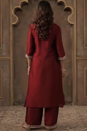 Women Ethnic Motifs Embroidered Regular Thread Work Liva Kurta with Palazzos