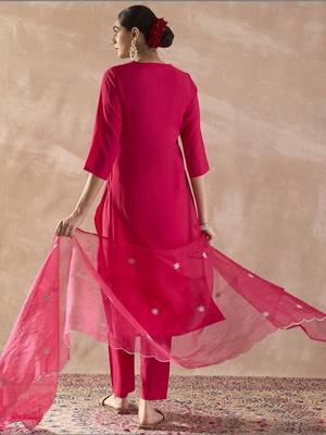Women Ethnic Motifs Embroidered Regular Thread Work Kurta with Trousers & With Dupatta 3
