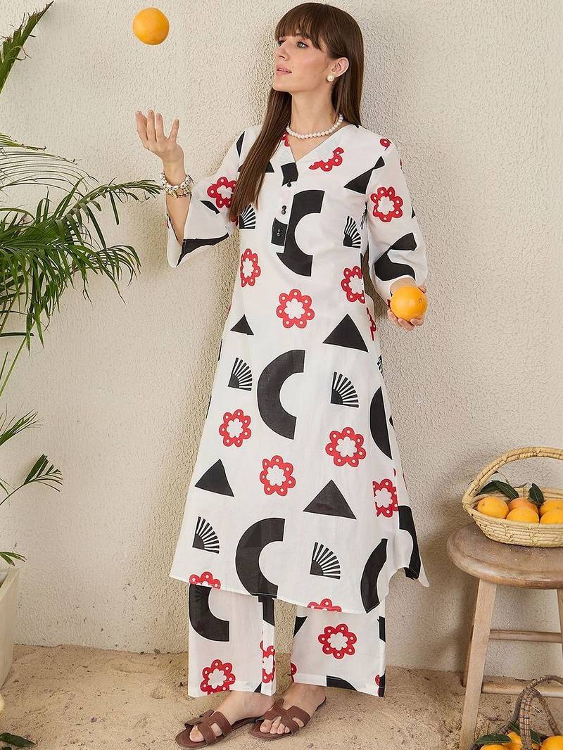 Women Printed Regular Pure Cotton Kurta with Palazzos