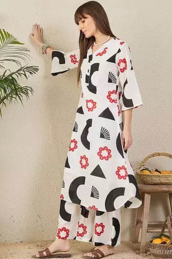 Women Printed Regular Pure Cotton Kurta with Palazzos
