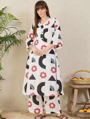 Women Printed Regular Pure Cotton Kurta with Palazzos 6