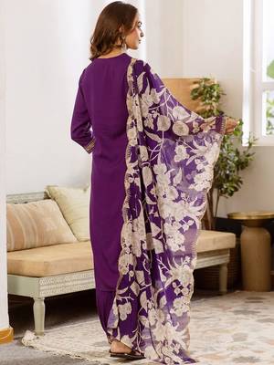 Women Ethnic Motifs Embroidered Regular Thread Work Kurta With Salwar & Dupatta 7