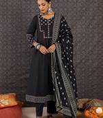 Women Ethnic Motifs Embroidered Regular Thread Work Pure Cotton Kurta with Trousers & With Dupatta