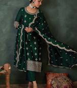 Women Ethnic Motifs Embroidered Regular Thread Work Kurta with Trousers & With Dupatta
