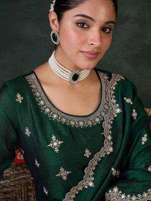 Women Ethnic Motifs Embroidered Regular Thread Work Kurta with Trousers & With Dupatta 2