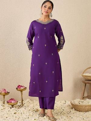 Women Ethnic Motifs Embroidered Regular Thread Work Kurta with Trousers & With Dupatta 2