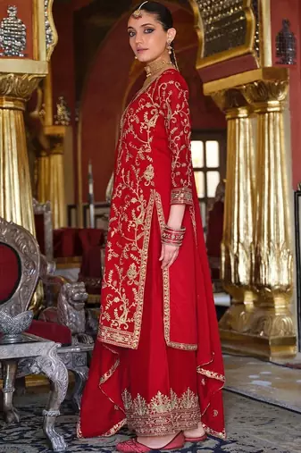 Women Ethnic Motifs Embroidered Regular Kurta with Palazzos & With Dupatta