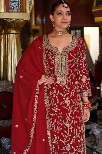 Women Ethnic Motifs Embroidered Regular Kurta with Palazzos & With Dupatta